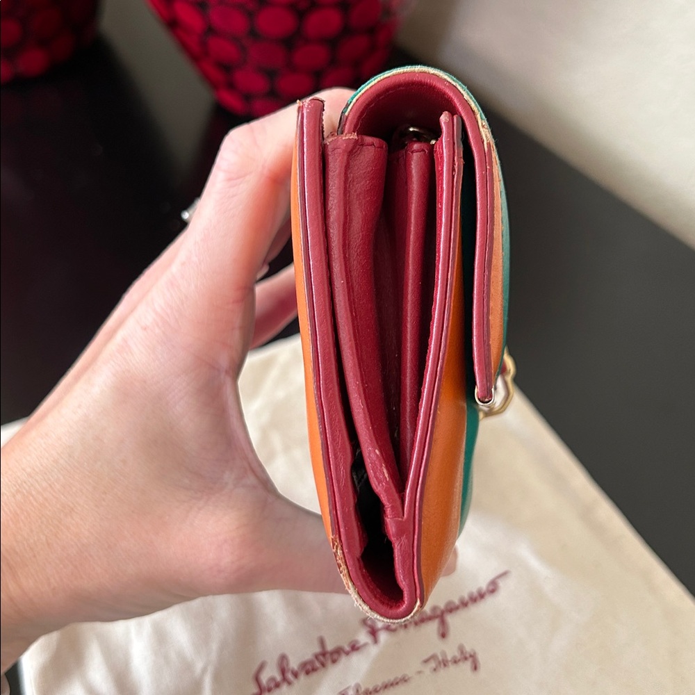 Salvatore Ferragamo Rainbow Gancini Leather Wallet with Dustbag EUC - Picture 7 of 17